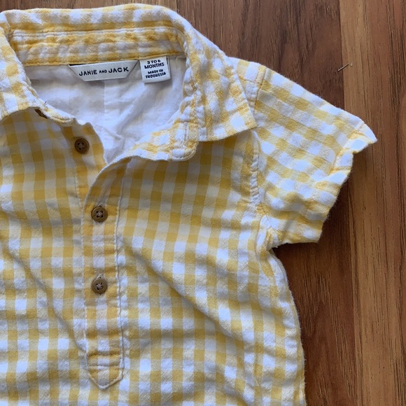 Janie and Jack Yellow and White Checkered Romper - Picture 3 of 6